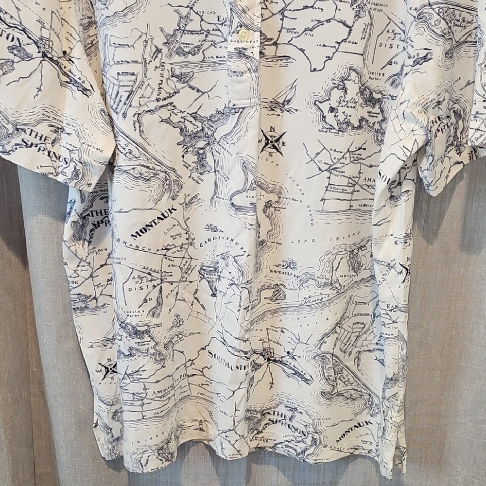 Ralph Lauren Mens Blue Label Knit Oxford Short Sleeve Map Print Polo Shirt - Picture 3 of 16